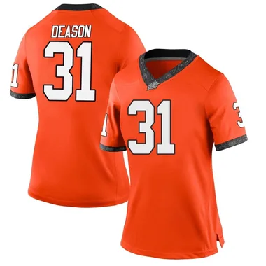 Women's Game Jaxon Deason Oklahoma State Cowboys Football College Jersey - Orange